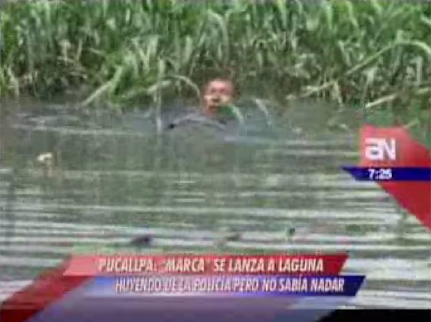 Na fuga, ladrão pulou em lagoa, mas não sabia nadar. (Foto: Reprodução)
