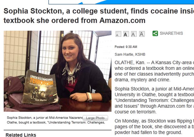 Sophia Stockton encontrou cocaína em um livro que comprou pela internet. (Foto: Reprodução/WPTV)