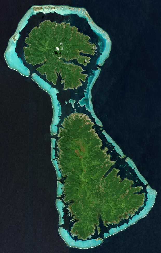 Ilhas Sociedade, no Pacífico (Foto: DigitalGlobe)