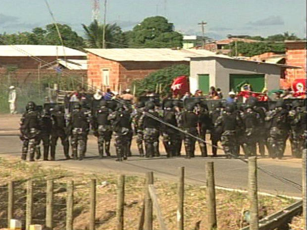 Área em Aracruz foi desocupada em 2011 e contou com presença policial (Foto: Reprodução/TV Gazeta Norte)