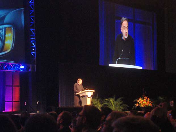 Sergio Marchionne durante discurso no congresso da NADA, em Las Vegas. (Foto: Priscila Dal Poggetto / G1)