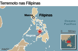 mapa terremoto filipinas (Foto: Arte/G1)