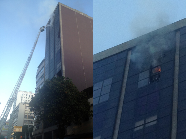 Incêndio atinge prédio em Ipanema (Foto: Henrique Porto / G1)