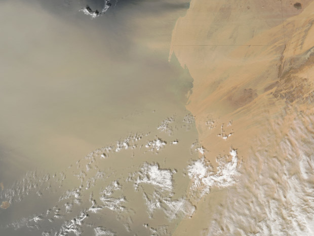 Imagem da Nasa mostra a nuvem de poeira (Foto:  NASA image courtesy Jeff Schmaltz)