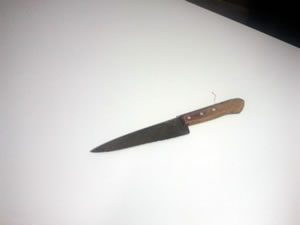 Polícia disse que a faca foi usada no crime contra jovem (Foto: Ericksen Vital/G1)