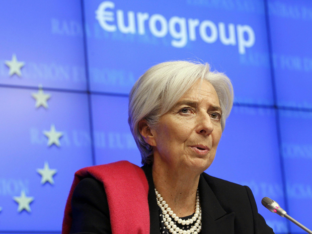 IMF Managing Director Christine Lagarde participa de coletiva de imprensa depois da reunião do Eurogrupo em  Bruxelas (Foto: Reuters)