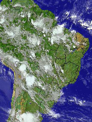 Imagem de satélite feita na madrugada deste sábado (25) (Foto: Cptec/Reprodução)