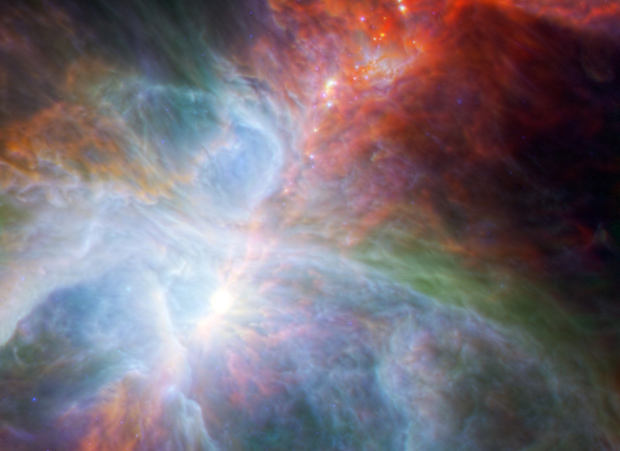 Visão da nebulosa de Órion mostra estrelas escondidas atrás de nuvens de gás e poeira. (Foto: Nasa / ESA / JPL-Caltech)