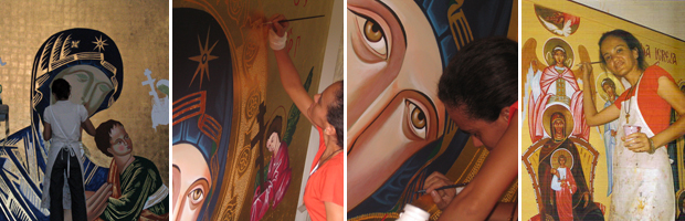 Guadalupe Monteiro faz ícones desde 1997. "O ícone é a palavra de Deus escrita em linhas e cores", diz. (Foto: Arquivo Pessoal)