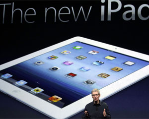 Tim Cook em apresentação do novo iPad, da Apple (Foto: Jeff Chiu/AP)