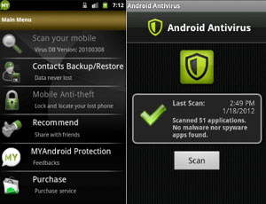 Entre os antivírus que não detectaram nenhuma praga estão o MyAndroid Protection e o Android Antivirus (Foto: Reprodução)