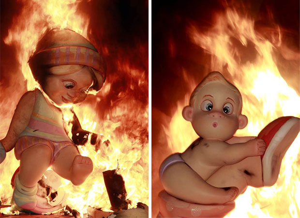 A queima dos bonecos é o clímax da festa de uma semana em homenagem a São José (Foto: AP)