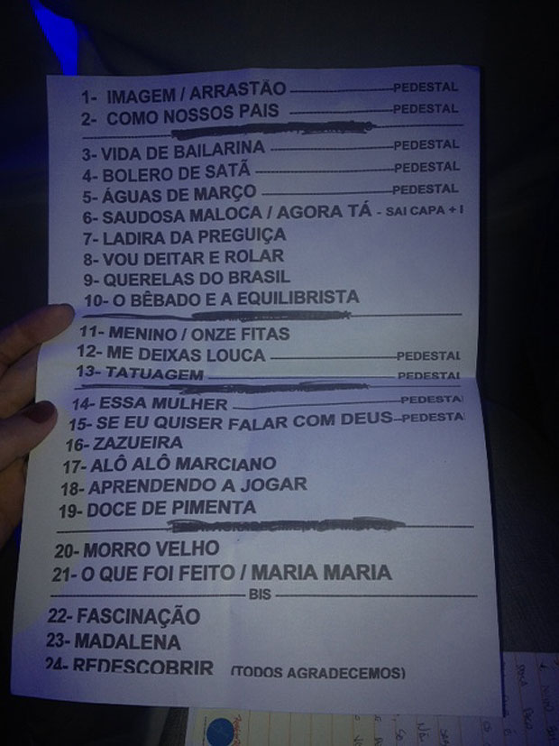 Set list do primeiro show de Maria Rita na turnê Viva Elis (Foto: Henrique Porto/G1)