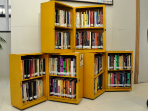 Livros doados pela Biblioteca Pública do Paraná (Foto: Chuniti Kawamura/AENoticias)