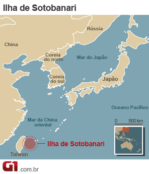 Sotobanari, que nem aparece nos mapas, fica entre a ilha japonesa de Iriomote e Taiwan  (Foto: Arte G1)