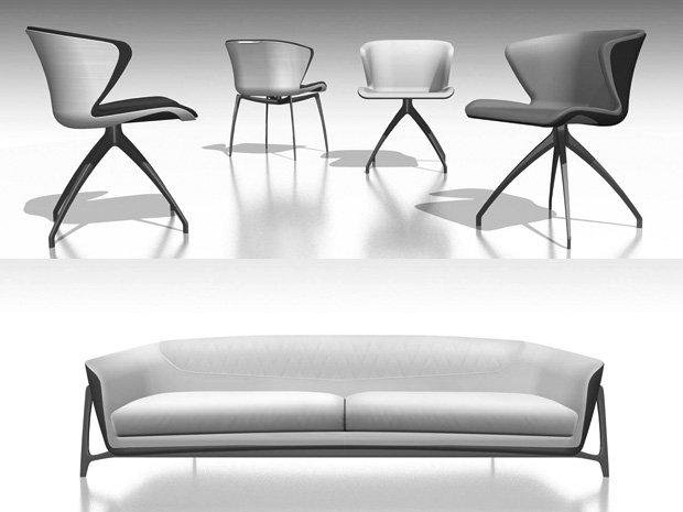 Cadeiras e sofá criados pela Mercedes-Benz (Foto: Divulgação)