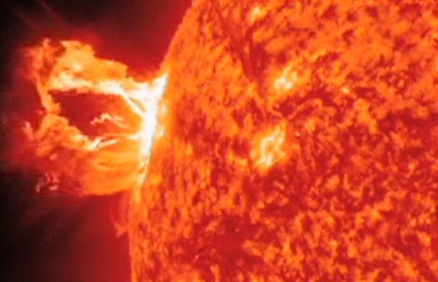Explosão solar registrada pela Nasa (Foto: Nasa/via BBC)