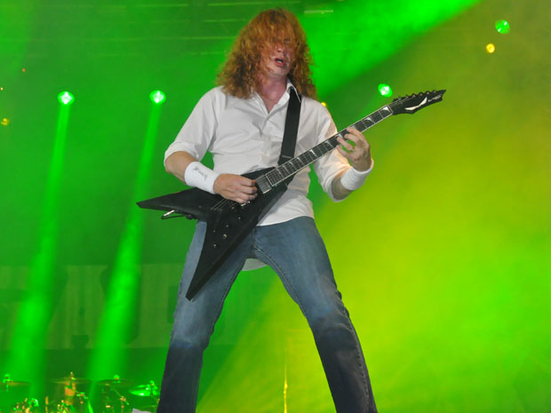 David Mustaine, líder do Megadeth, no Metal Open Air (Foto: Alex Trinta)