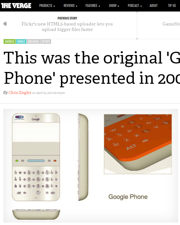 Imagens do primeiro Google Phone, pensado pelo Google em 2006 (Foto: Reprodução)