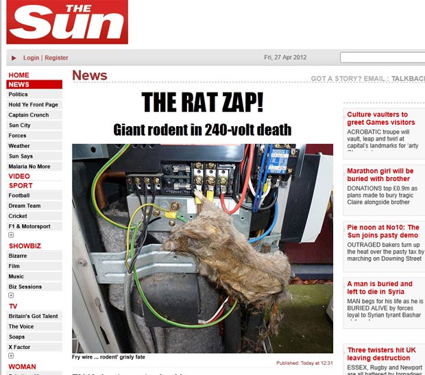 Andrew Mosley encontrou um rato enorme morto eletrocutado no aparelho de ar condicionado. (Foto: Reprodução/The Sun)