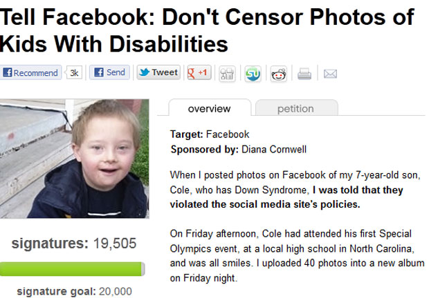 Mãe afirma que Facebook bloqueou foto de filho portador de Síndrome de Down; ela criou uma petição on-line (Foto: Reprodução)
