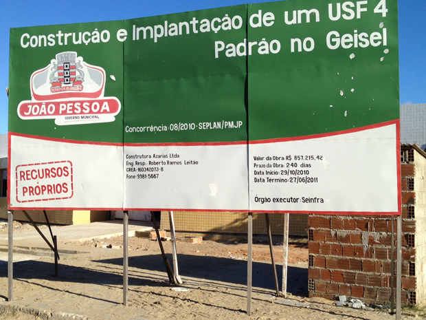Construção da USF em João Pessoa ainda está em andamento (Foto: Walter Paparazzo/G1)