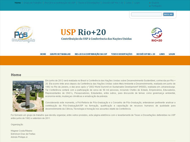 Reprodução da página criada pela Universidade de São Paulo sobre a Rio+20 (Foto: Reprodução)