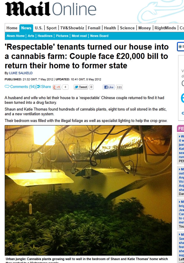 Casal descobriu que casa havia sido transformada em fábrica de drogas após alugar a residência. (Foto: Reprodução/Daily Mail)