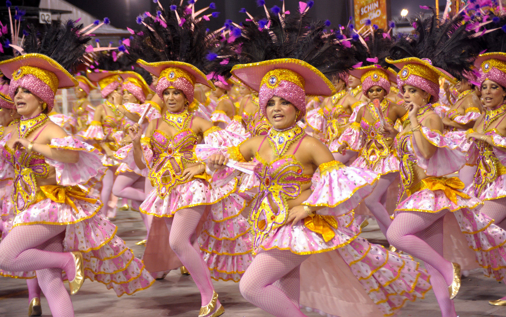 Ala dançarina da Acadêmicos do Tucuruvi, penúltima escola a desfilar pelo Grupo Especial em São Paulo