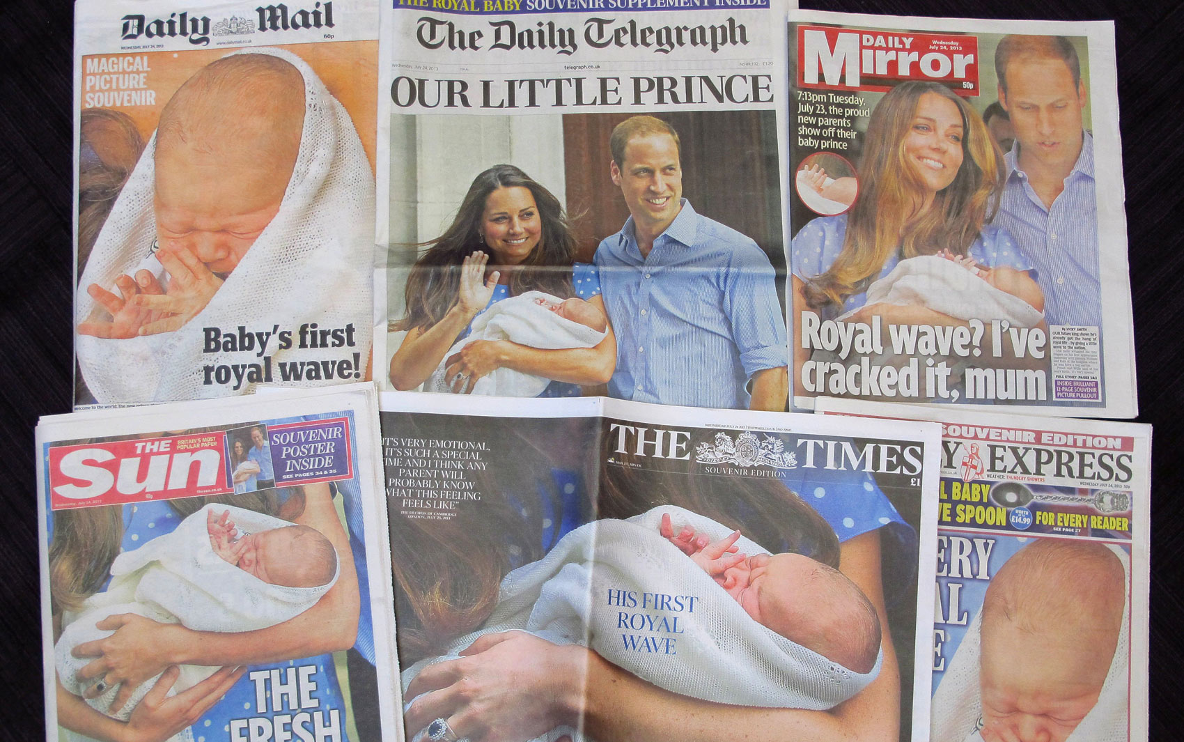 24/7 - Capas de jornais britânicos com fotos do bebê real
