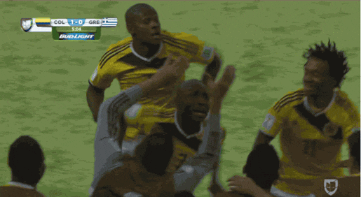 Na primeira fase, Colômbia comemorou gol dançando (Foto: Reprodução)