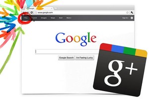 Página inicial do Google com a logo do Google+. (Foto: Divulgação)