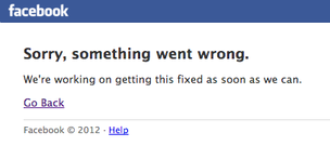 Mensagem de erro do Facebook: "Algo deu errado" (Foto: Reprodução)