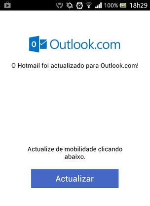 App do Hotmail mostra mensagem de atualização para o Outlook (Foto: TechTudo)