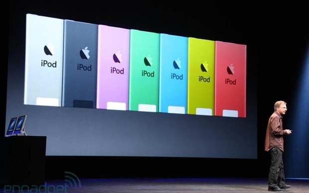 Traseira colorida do novo iPod nano (Foto: Reprodução/Engadget)