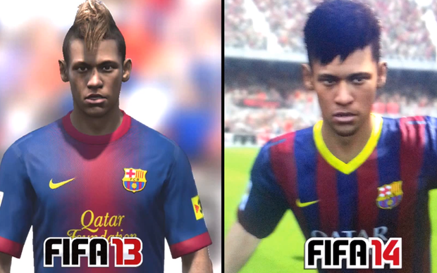 Comparação mostra Neymar em Fifa 13 e Fifa 14 (Foto: Reprodução)