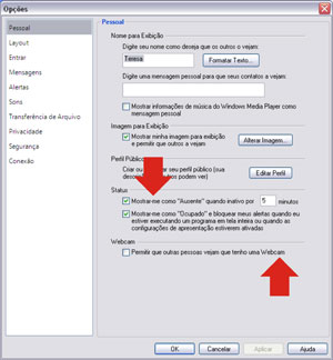 Configurações pessoais no Windows Live Messenger (Foto: Reprodução/Teresa Furtado)