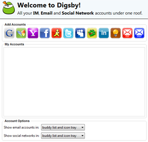 Você pode agregar até 10 serviços diferentes no Digsby (Foto: Reprodução/Bruno Araujo)