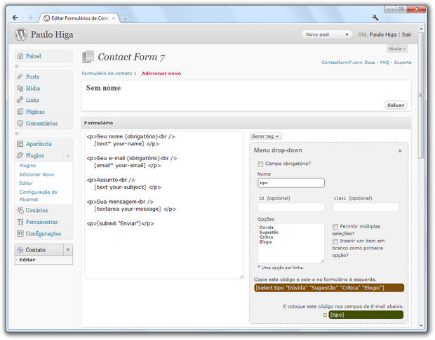 Plugin para WordPress Contact Form 7