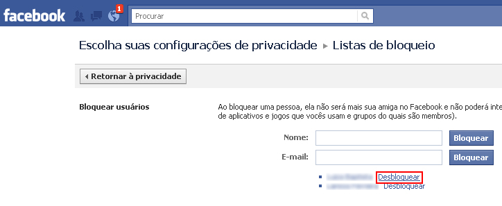 Removendo uma pessoa da lista de bloqueios do Facebook (Foto: Reprodução/TechTudo)