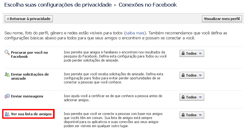 Configuações de privacidade do Facebook (Foto: Reprodução/TechTudo)