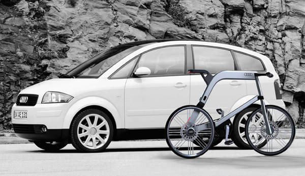 Carro e bicicleta elétrica da Audi (Foto: Divulgação)