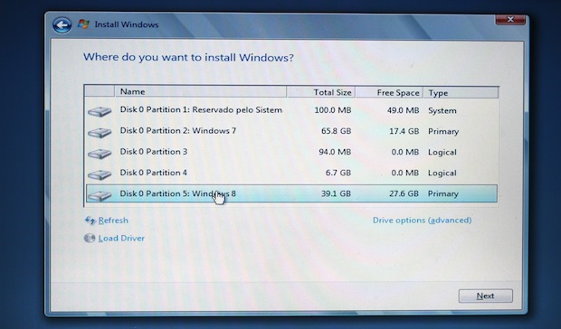 Instalação do Windows 8 (Foto: Reprodução/TechTudo)