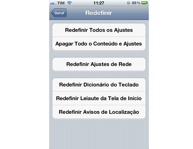 Redefinir Ajustes de Rede no iPhone (Foto: Reprodução)