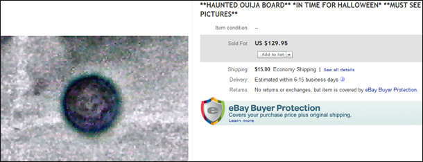 Tábua de Ouija amaldiçoada no eBay (Foto: Reprodução)