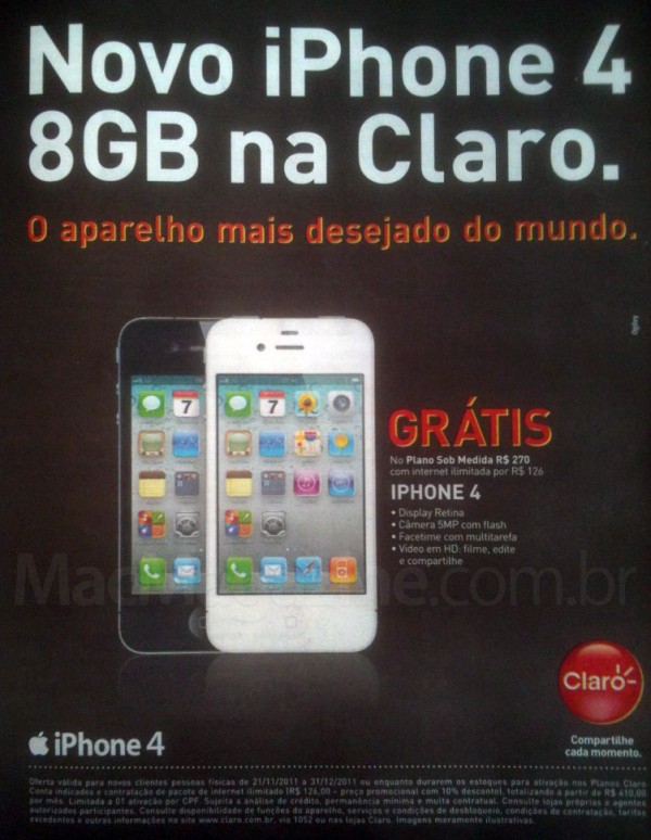iPhone 4 de graça na Claro (Foto: Reprodução/MacMagazine)