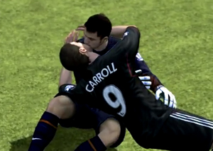 Bug do FIFA 12 mostra jogadores se beijando (Foto: Youtube)