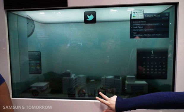 Samsung mostra o futuro, painel LCD transparente