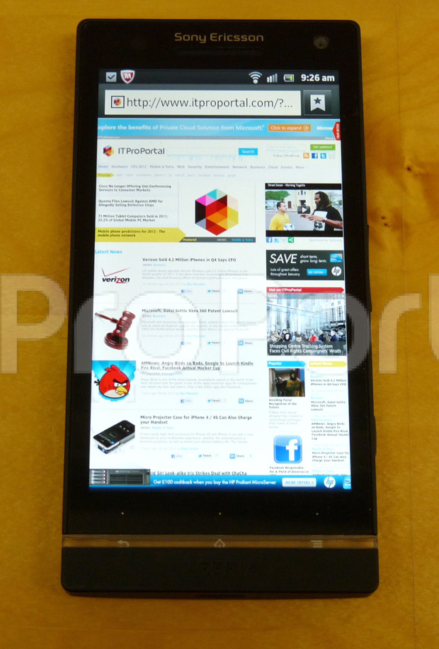 Sony Ericsson Xperia HD (Foto: Reprodução/IT Pro Portal)