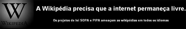 Banner da Wikipedia contra o SOPA (Foto: Reprodução)